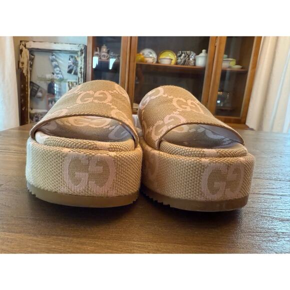 Gucci Angelina Platform Sandals Pink and Beige Size 36 (6-7 US) - Picture 4 of 8